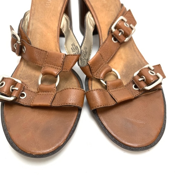 Nine West TEWELS Brown Heels Sandals Leather sz 11 - Picture 6 of 16